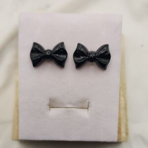 Black Bow Tie Stud Earrings